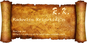 Radovics Krisztián névjegykártya